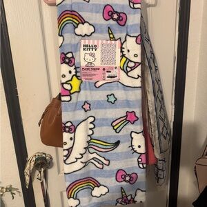 Hello Kitty Blue and Pink Striped Blanket